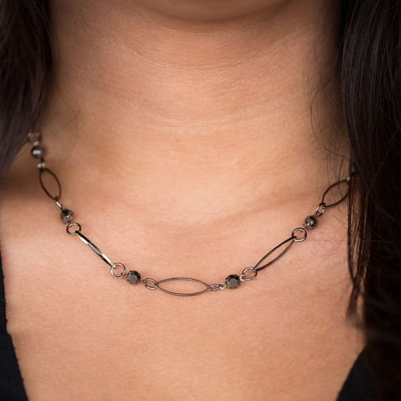 SOLD 3 Pc Set - Gunmetal Necklace, Earrings & Bracelet - Picture 1 of 5